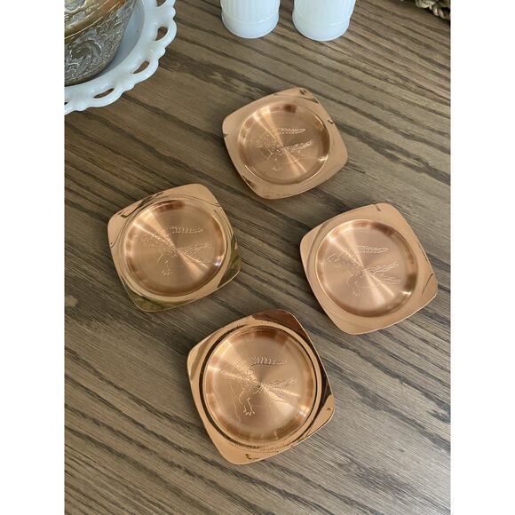 Vintage Copper Crocodile Drink Coasters Set of 4 Made In South Africa - Picture 1 of 5